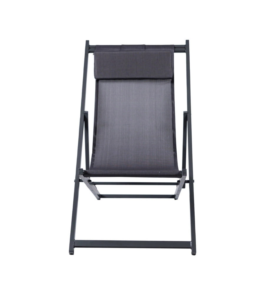 SPIAGGINA PIEGHEVOLE REGOLABILE EUROGARDEN "SUMMER" CON CUSCINO IN TEXTILENE GRIGIO 95X58,5X95 CM